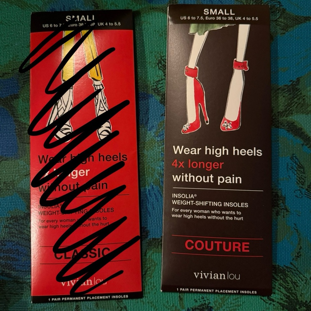 Vivian Lou couture weight-shifting insoles, small, women’s 6-7.5